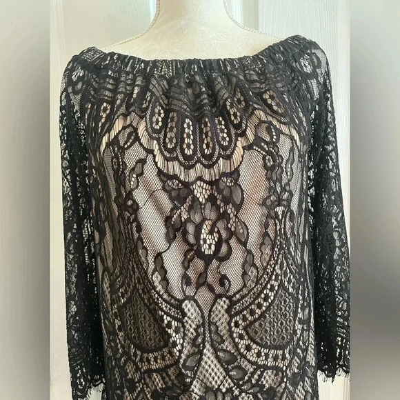 LOVE FIRE Women's Dress Black Lace Off the Shoulder‎ Fancy Mini Dress - Picture 6 of 15